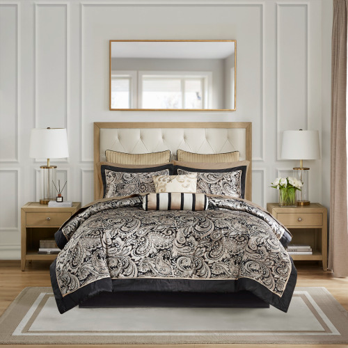 12 Piece Comforter Set With Cotton Bed Sheets Black King 12 Piece Comforter Set With Cotton Bed Sheets Black King